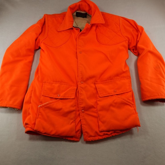 Orange Alert Mens L Deer Hunting Jacket Zip/Snap Front  Polyester Rain Resistant - Picture 1 of 16